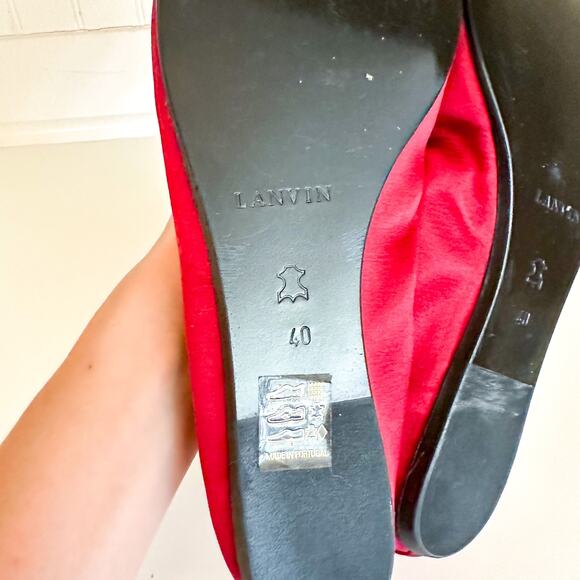 Lanvin Ballet Crystal Embellished Slip On Flats Red 40 - Picture 8 of 11